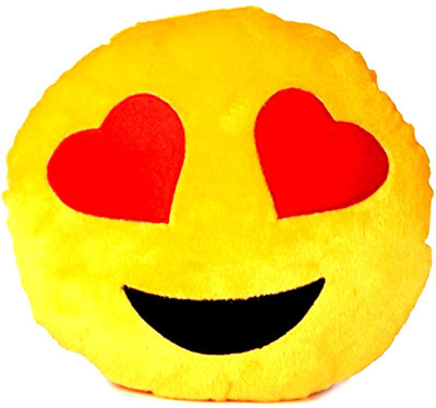 V Moda™ Cute Yellow Sofa Heart Eyes smiley Pillow Cushion Stuffed Soft Plush Toy Soft Toy - 33 cm(Yellow)