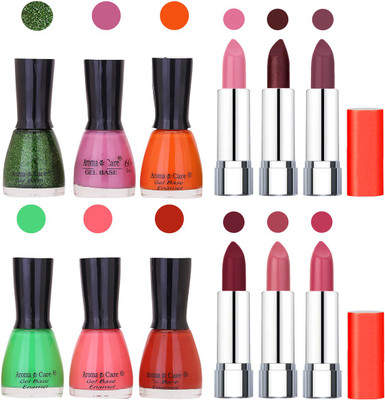 Aroma Care Wholesale Rate Combo of Nail Polish and Rythm Lipstick 018(Set of 12)