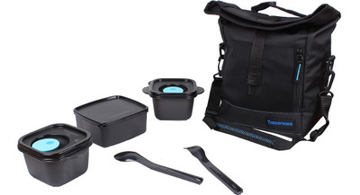 Tupperware Sachet Lunch 3 Containers Lunch Box(750 ml), Black