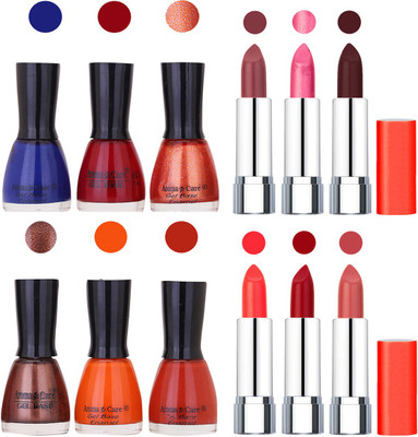 Aroma Care Wholesale Rate Combo of Nail Polish and Rythm Lipstick 107(Set of 12)