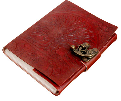Crafts A5 Diary(Embossed handmade leather diary, Red)