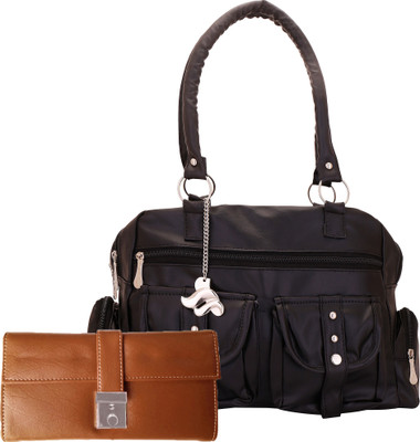 Lady bar Shoulder Bag(Black, Tan)