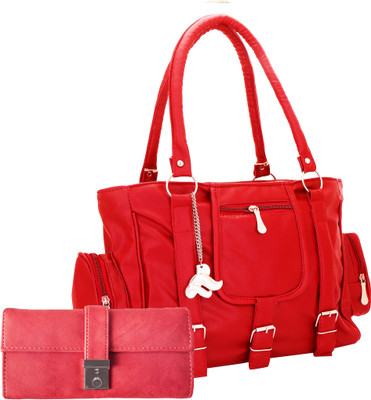 Lady bar Shoulder Bag(Red, Pink), Pink;red
