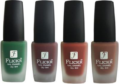 Flickr VELVET MATTE NAIL Polish Green,Maroon,Nude,Brown(Pack of 4)
