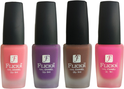Flickr VELVET MATTE NAIL Polish Peach,Purple,Brown,Pink(Pack of 4)