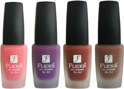 Flickr VELVET MATTE NAIL Polish Peach,Purple,Nude,Brown(Pack of 4)