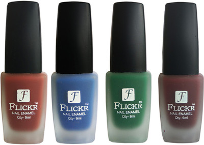 Flickr VELVET MATTE NAIL Polish Nude,Blue,Green,Maroon(Pack of 4)