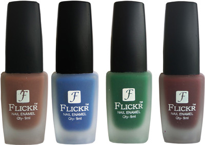 Flickr VELVET MATTE NAIL Polish Brown,Blue,Green,Maroon(Pack of 4)