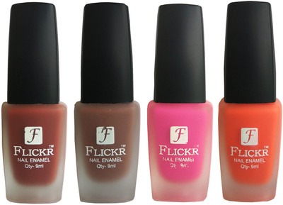 Flickr VELVET MATTE NAIL Polish Nude,Brown,Pink,Orange(Pack of 4)