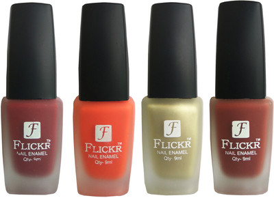 Flickr VELVET MATTE NAIL Polish Reddish Maroon,Orange,Golden,Nude(Pack of 4)