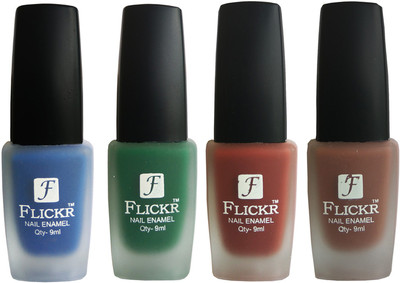Flickr VELVET MATTE NAIL Polish Blue,Green,Nude,Brown(Pack of 4)