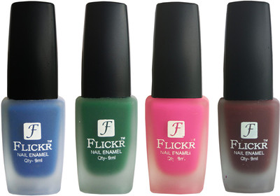 Flickr VELVET MATTE NAIL Polish Blue,Green,Pink,Maroon(Pack of 4)