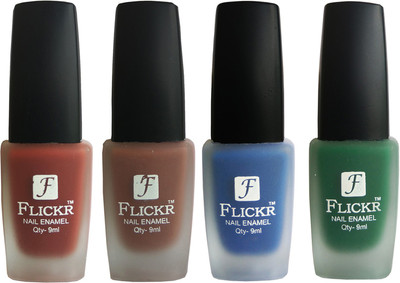 Flickr VELVET MATTE NAIL Polish Nude,Brown,Blue,Green(Pack of 4)