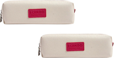 Uberlyfe 1672 I CAN DO Art Plastic Pencil Boxes(Set of 2, Beige)