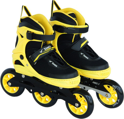 Vinex Inline Skates - Sonic (Adjustable, Yellow / Black)-SMALL SIZE In-line Skates - Size 11-1 UK(Yellow), Black;yellow