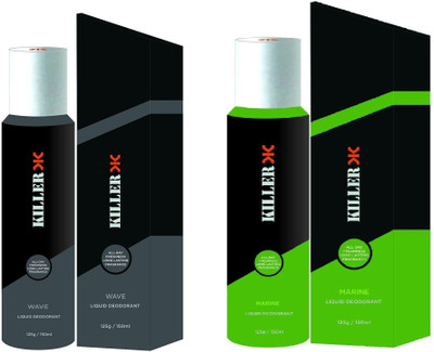 Killer Wave And Marine Liquid Deodorant 150ML Each (Pack of 2) Perfume Body Spray - For Men & Women(300 ml, Pack of 2)
Killer Wave And Marine Liquid Deodorant 150ML Each (Pack of 2) Perfume Body Spray - For Men & Women(300 ml, Pack of 2)