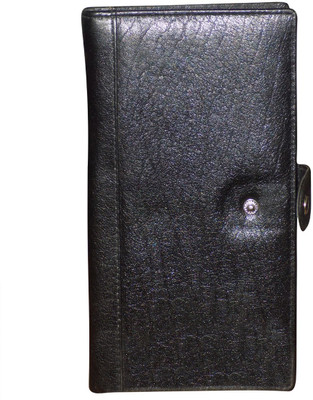 Style 98 Men Black Genuine Leather Wrist Wallet(8 Card Slots)