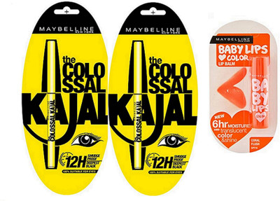 Maybelline Colossal Kajal Pack of 2 With Coral Flush SPF 16 Baby Lip Balm(Set of 1)
Maybelline Colossal Kajal Pack of 2 With Coral Flush SPF 16 Baby Lip Balm(Set of 1)
