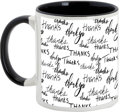 AllUPrints Thank You Gifts Design 16 Black Ceramic Mug(325 ml)