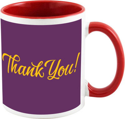 AllUPrints Thank You Gifts Design 28 Red Ceramic Mug(325 ml)