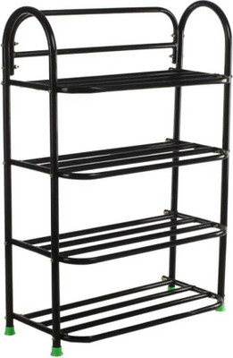Raj 4 Compartments Metal Books shelf(Black)