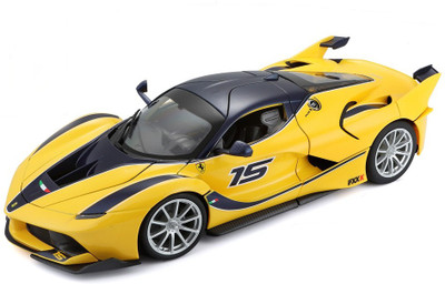 Bburago RACE AND PLAY FERRARI FXX-X, Scale 1-18, Color-Yellow & Black(Yellow, Black)