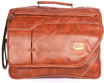 HANDCUFFS Rust Colour 16 inch Leather Office Laptop Bag For Men Waterproof Messenger Bag(Beige, 16 inch)