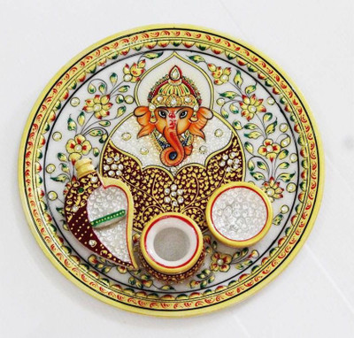 Chitrahandicraft Marble Pooja Plate Marble(1 Pieces, White)