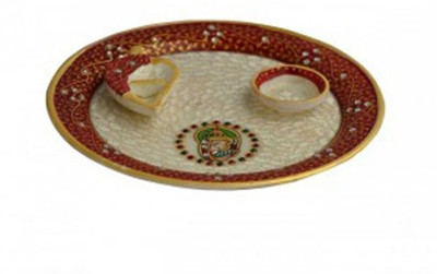 Chitrahandicraft Marble Pooja Plate Marble(1 Pieces, White)
