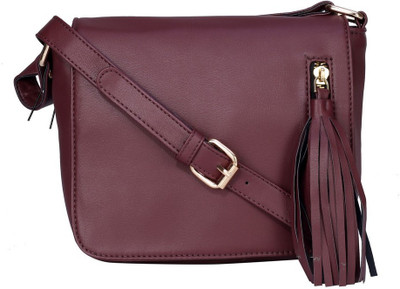 Old Tree Women Casual Maroon PU Sling Bag