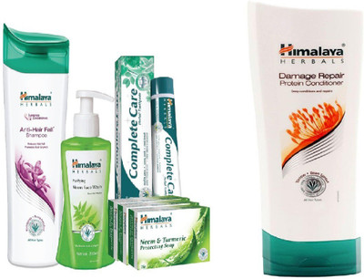 Himalaya Anti Hair Fall Shampoo, Purifying Neem Face Wash, Toothpaste, Neem & Turmeric Soap, Damage Repair Protein Conditioner(Set of)
Himalaya Anti Hair Fall Shampoo, Purifying Neem Face Wash, Toothpaste, Neem & Turmeric Soap, Damage Repair Protein Conditioner(Set of)