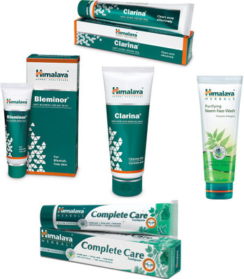 Himalaya Clarina Anti Acne Cream, Bleminor Anti Blemish Cream, Purifying Neem Face Wash, Clarina Anti Acne Face Wash, Toothpaste(Set of)