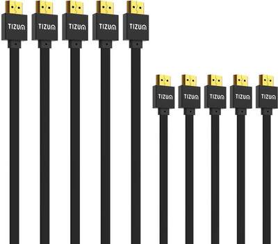 TIZUM (5-PACK) “Flat” HDMI 1.4 -Gold Plated-High Speed Data 10.2Gbps, 3D, 4K, HD 1080P (5 Ft/ 1.5 M X 5) HDMI Cable(Compatible with Mobile, Laptop, Tablet, Mp3, Gaming Device, Black)
TIZUM (5-PACK) “Flat” HDMI 1.4 -Gold Plated-High Speed Data 10.2Gbps, 3D, 4K, HD 1080P (5 Ft/ 1.5 M X 5) HDMI Cable(Compatible with Mobile, Laptop, Tablet, Mp3, Gaming Device, Black)