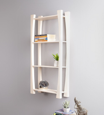 La Stella Cream Wooden, MDF Wall Shelf(Number of Shelves - 4)