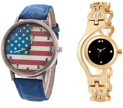 Keepkart New Blue Leather Strap For Girls And Golden Blk Dial Rcut Chain For Woman Combo Pack Watches Watch - For Couple
Keepkart New Blue Leather Strap For Girls And Golden Blk Dial Rcut Chain For Woman Combo Pack Watches Watch - For Couple