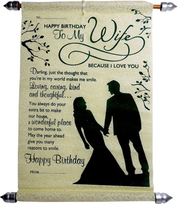 Siddhi Gifts Birthday Gifts For Dear Wife - Happy Birthday Scroll Greeting Card Greeting Card(Green, Pack of 1)
Siddhi Gifts Birthday Gifts For Dear Wife - Happy Birthday Scroll Greeting Card Greeting Card(Green, Pack of 1)