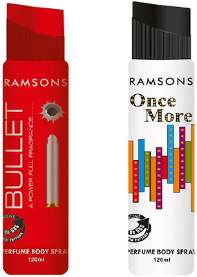 Ramsons Bullet and Once More No Gas Perfume Body Spray Combo Perfume Body Spray - For Women(240 ml, Pack of 2)
Ramsons Bullet and Once More No Gas Perfume Body Spray Combo Perfume Body Spray - For Women(240 ml, Pack of 2)