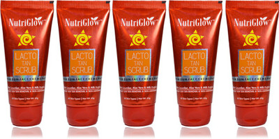 NutriGlow Lacto Tan After Sun Face Scrub 65g Pack Of 5 PCs Scrub(65 g)