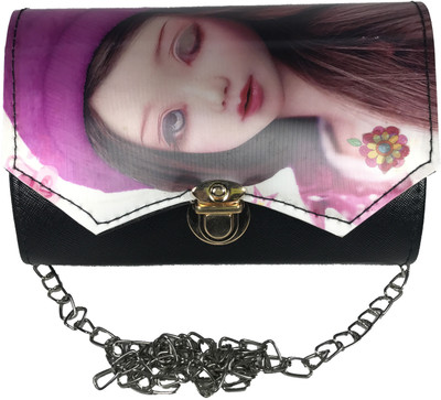 Bizarre Vogue Women Evening/Party Black PU Sling Bag