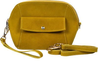 Femiga Women Casual Yellow PU Sling Bag