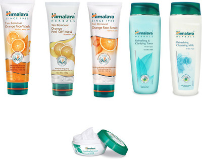 Himalaya Tan Removal Orange Face Wash, Tan Removal Orange Peel Off Mask, Tan Removal Orange Face Scrub, Refreshing & Clarifying Toner, Refreshing Cleansing Milk, Nourishing Skin Cream(Set of)
Himalaya Tan Removal Orange Face Wash, Tan Removal Orange Peel Off Mask, Tan Removal Orange Face Scrub, Refreshing & Clarifying Toner, Refreshing Cleansing Milk, Nourishing Skin Cream(Set of)