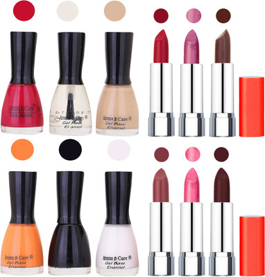 Aroma Care Wholesale Rate Combo of Nail Polish and Rythm Lipstick 287(Set of 12)