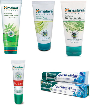 Himalaya neem face wash, neem pack, neem scrub, lip balm, paste(Set of)