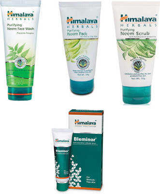 Himalaya Bleminor Anti Blemish Cream, Purifying Neem Face Wash, Purifying Neem Face Screb, Purifying Neem Face Pack(Set of)