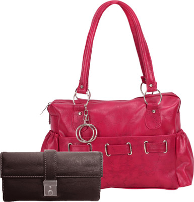 Lady bar Shoulder Bag(Pink, Brown), Brown;pink
