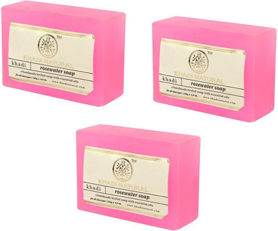 Khadi Natural Rosewater Soap Pack of 3(375 g)