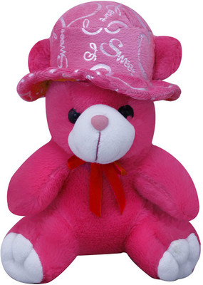 Casotec Cute Teddy Bear with Cap Stuffed Soft Plush Soft Toy - 22 cm(Pink)