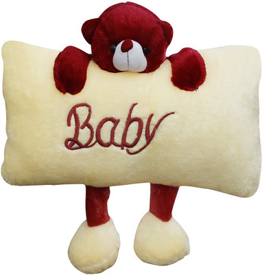 Casotec Baby Pillow Cushion Teddy Bear Stuffed Soft Plush Soft Toy - 40 cm(Maroon Red / Beige)