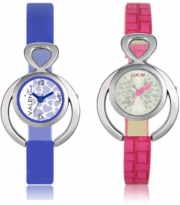 VALENTIME LR205VT12 New Designer Pink Leather-Plastic Belt Exclusive Fashion Best Offer Branded Combo Beutiful Hand Watch - For Girls