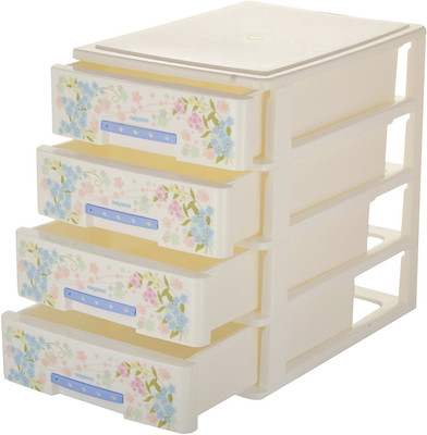 Nayasa 4 Compartments Plastic 4 Drawers(White)